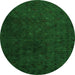 Round Abstract Green Modern Rug, abs5348grn