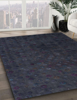 Machine Washable Abstract Dark Slate Gray Green Rug in a Family Room, wshabs5348