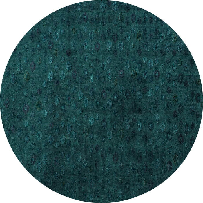 Round Abstract Turquoise Modern Rug, abs5348turq