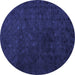 Round Abstract Blue Modern Rug, abs5348blu