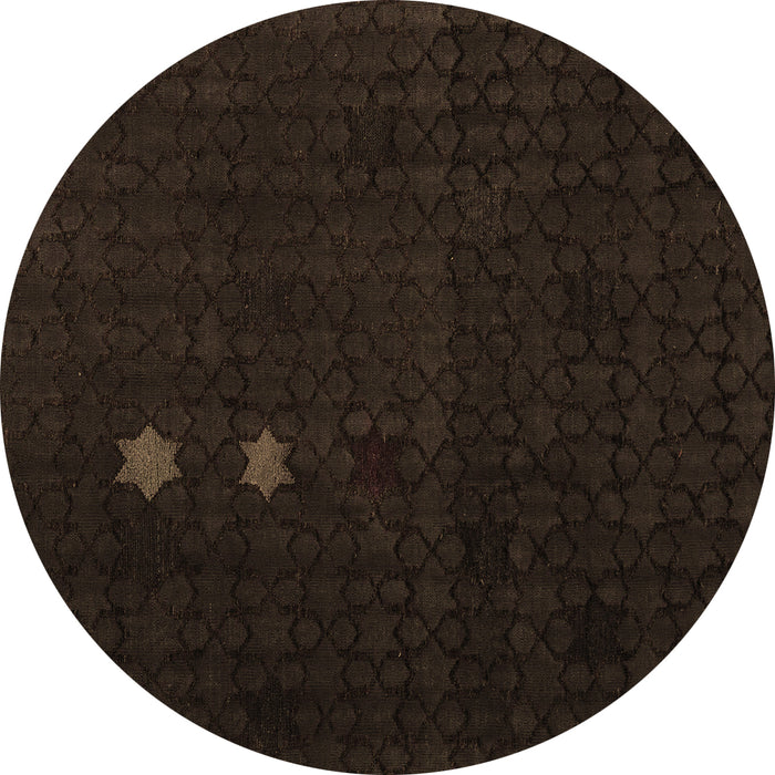 Round Machine Washable Abstract Brown Modern Rug, wshabs5349brn