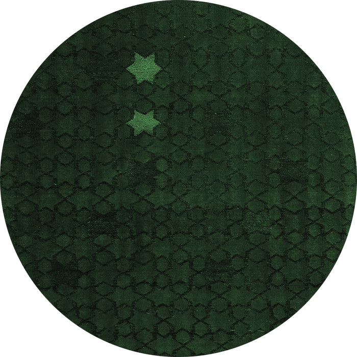 Round Abstract Emerald Green Modern Rug, abs5349emgrn