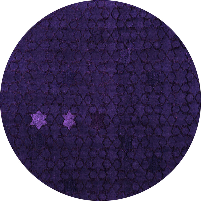 Round Abstract Purple Modern Rug, abs5349pur