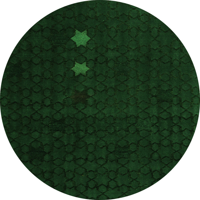 Round Machine Washable Abstract Green Modern Area Rugs, wshabs5349grn