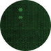 Round Abstract Green Modern Rug, abs5349grn