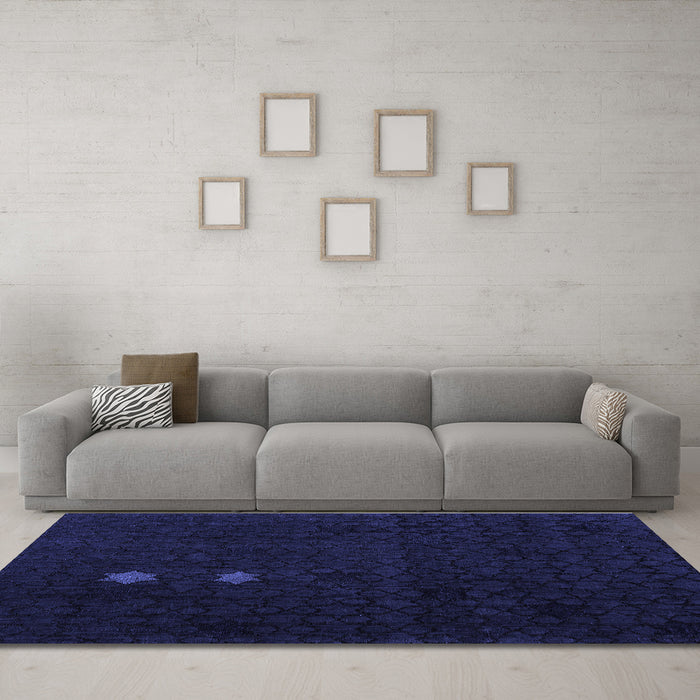 Machine Washable Abstract Blue Modern Rug in a Living Room, wshabs5349blu