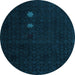 Round Abstract Light Blue Modern Rug, abs5349lblu