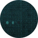 Round Abstract Turquoise Modern Rug, abs5349turq