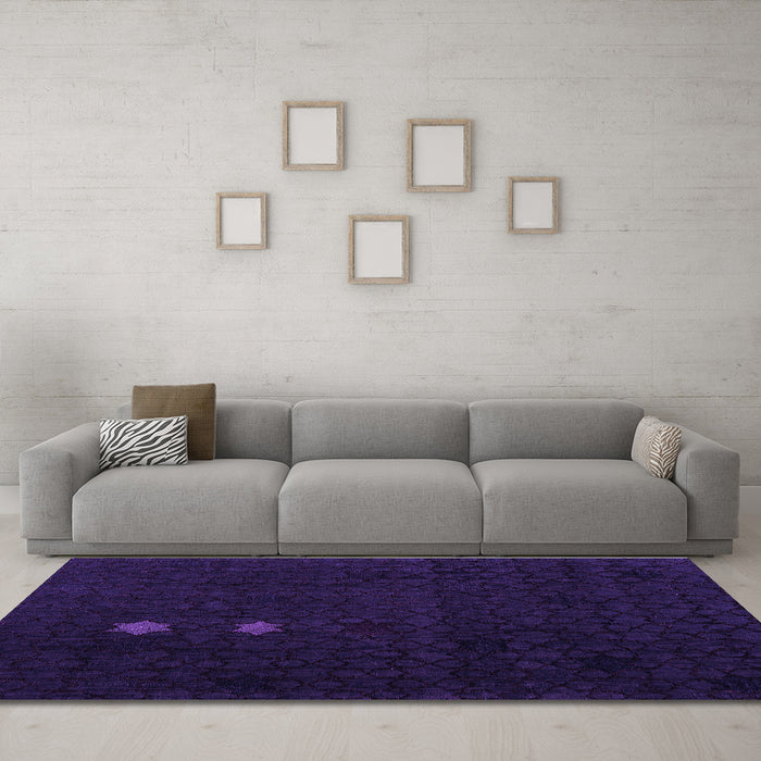 Machine Washable Abstract Purple Modern Area Rugs in a Living Room, wshabs5349pur