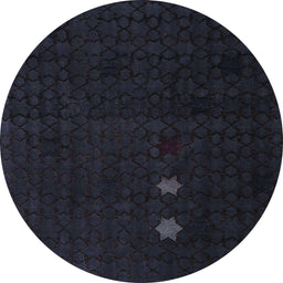 Round Machine Washable Abstract Midnight Gray Rug, wshabs5349