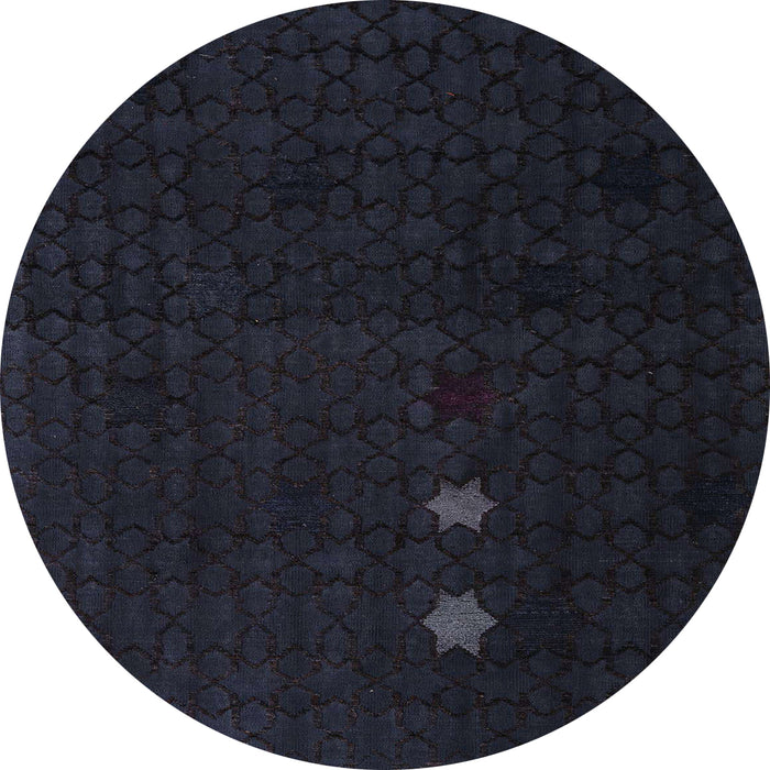 Round Machine Washable Abstract Midnight Gray Rug, wshabs5349