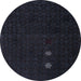 Round Machine Washable Abstract Midnight Gray Rug, wshabs5349