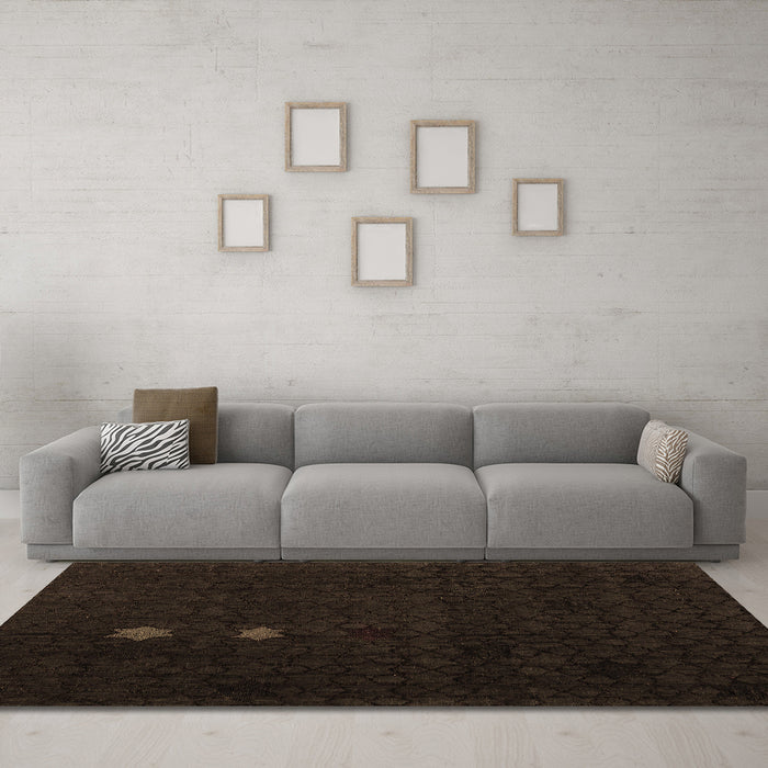 Machine Washable Abstract Brown Modern Rug in a Living Room,, wshabs5349brn