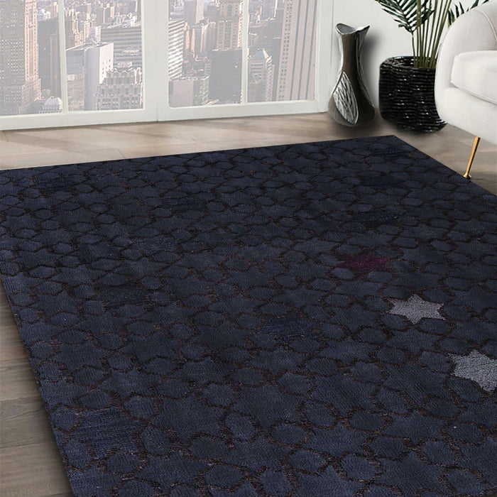 Machine Washable Abstract Midnight Gray Rug in a Family Room, wshabs5349