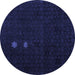 Round Abstract Blue Modern Rug, abs5349blu