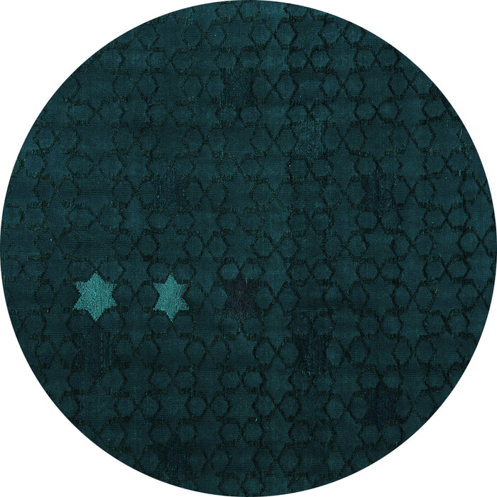 Round Machine Washable Abstract Turquoise Modern Area Rugs, wshabs5349turq