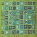 Square Abstract Turquoise Modern Rug, abs534turq