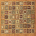 Square Machine Washable Abstract Brown Modern Rug, wshabs534brn