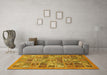 Machine Washable Abstract Yellow Modern Rug in a Living Room, wshabs534yw