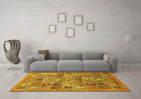 Machine Washable Abstract Yellow Modern Rug, wshabs534yw