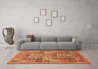 Machine Washable Abstract Orange Modern Rug, wshabs534org