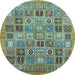 Round Abstract Light Blue Modern Rug, abs534lblu