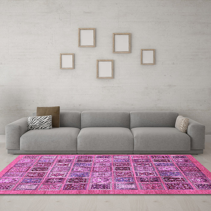 Machine Washable Abstract Purple Modern Area Rugs in a Living Room, wshabs534pur