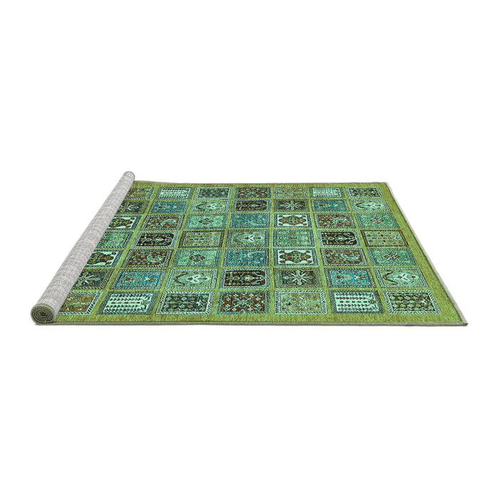 Sideview of Machine Washable Abstract Turquoise Modern Area Rugs, wshabs534turq