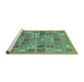 Sideview of Machine Washable Abstract Turquoise Modern Area Rugs, wshabs534turq