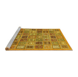 Sideview of Machine Washable Abstract Yellow Modern Rug, wshabs534yw