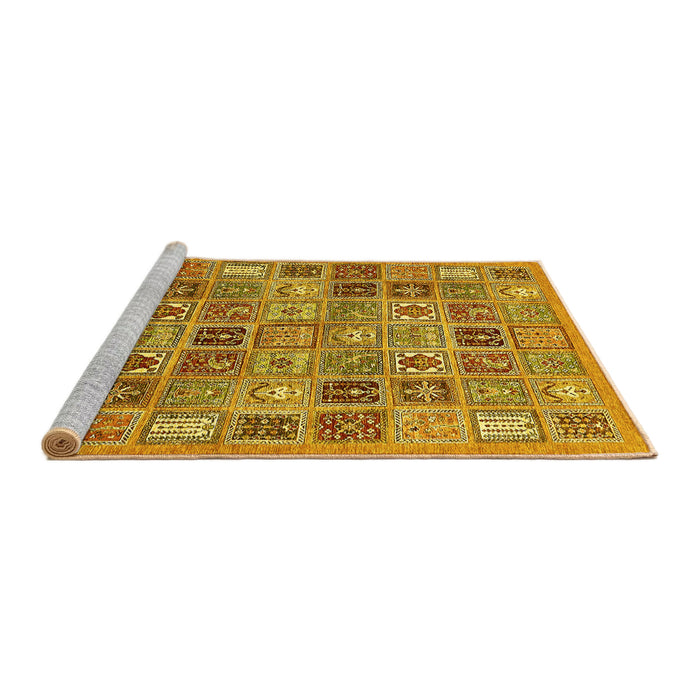 Sideview of Machine Washable Abstract Yellow Modern Rug, wshabs534yw