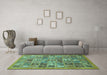 Machine Washable Abstract Turquoise Modern Area Rugs in a Living Room,, wshabs534turq