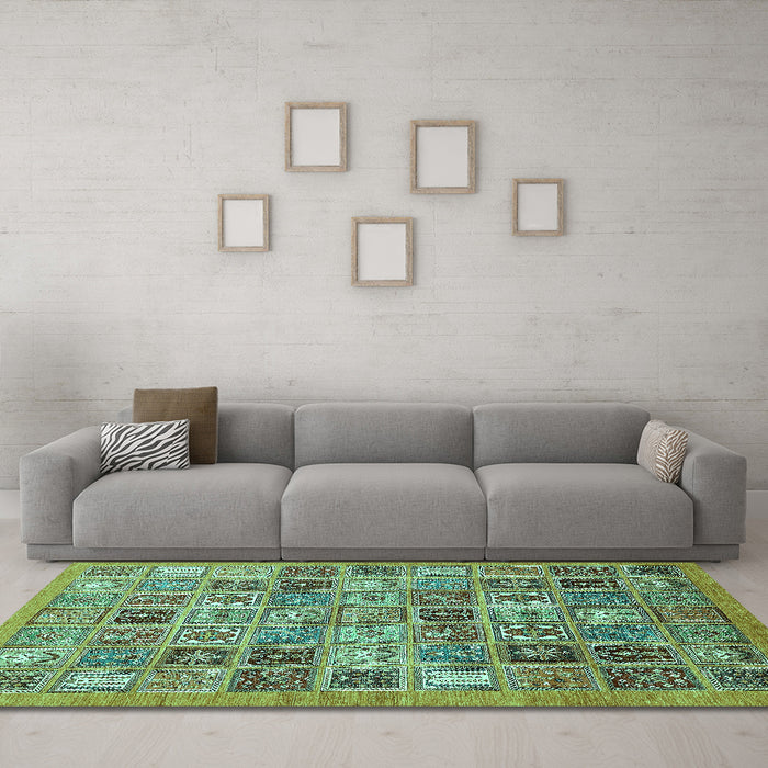 Machine Washable Abstract Turquoise Modern Area Rugs in a Living Room,, wshabs534turq