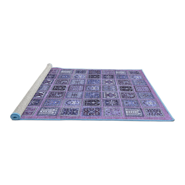 Sideview of Machine Washable Abstract Blue Modern Rug, wshabs534blu