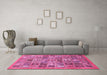 Machine Washable Abstract Pink Modern Rug in a Living Room, wshabs534pnk