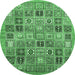 Round Abstract Emerald Green Modern Rug, abs534emgrn