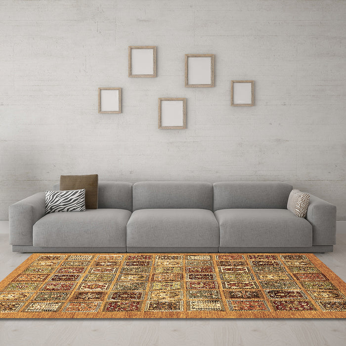 Machine Washable Abstract Brown Modern Rug in a Living Room,, wshabs534brn