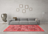 Machine Washable Abstract Red Modern Rug, wshabs534red