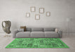 Machine Washable Abstract Emerald Green Modern Area Rugs in a Living Room,, wshabs534emgrn