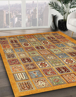 Machine Washable Abstract Yellow Orange Rug in a Family Room, wshabs534