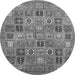 Round Abstract Gray Modern Rug, abs534gry