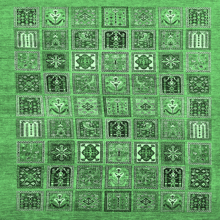 Square Machine Washable Abstract Emerald Green Modern Area Rugs, wshabs534emgrn