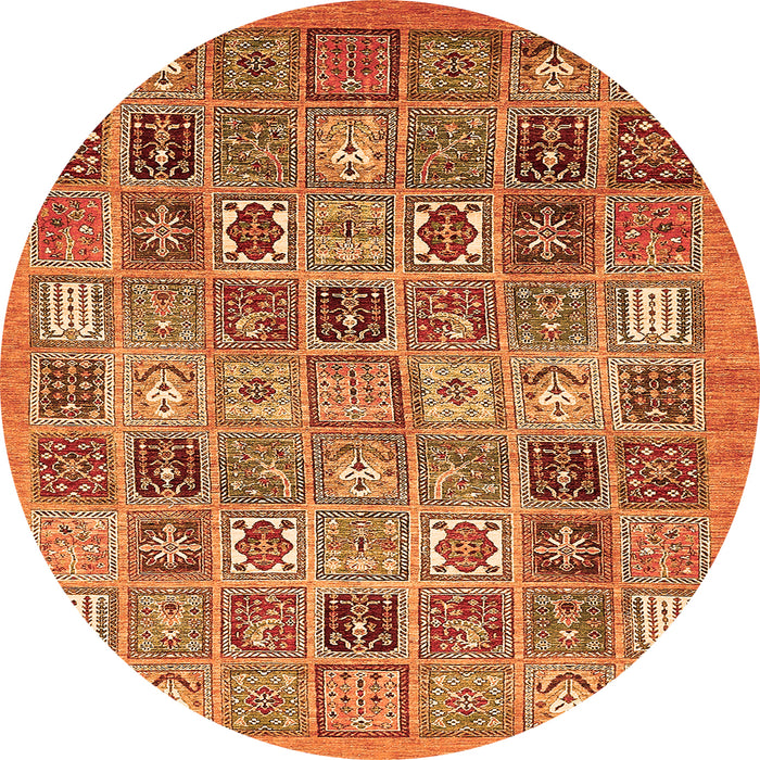 Round Abstract Orange Modern Rug, abs534org
