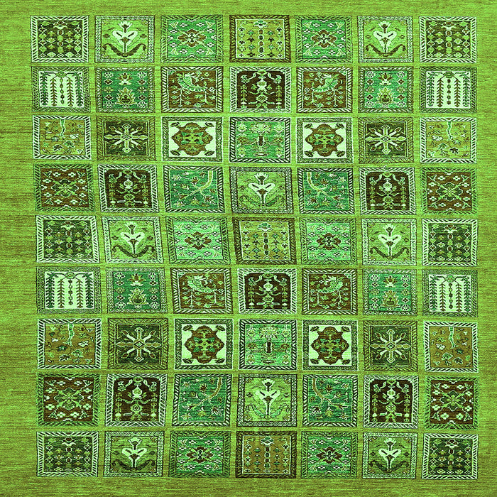 Square Machine Washable Abstract Green Modern Area Rugs, wshabs534grn