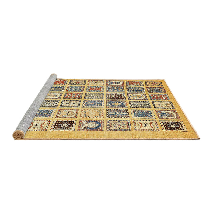 Sideview of Machine Washable Abstract Chrome Gold Yellow Rug, wshabs535