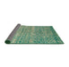 Sideview of Abstract Dark Sea Green Modern Rug, abs5350