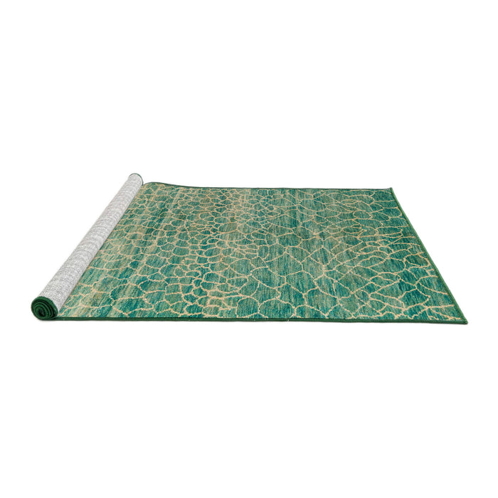 Sideview of Machine Washable Abstract Dark Sea Green Rug, wshabs5350