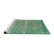 Sideview of Machine Washable Abstract Dark Sea Green Rug, wshabs5350