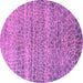 Round Machine Washable Abstract Pink Modern Rug, wshabs5350pnk