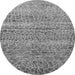 Round Machine Washable Abstract Gray Modern Rug, wshabs5350gry